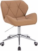HR111K Scaun Caramel Piele Ecologica Premium Soft cu Bază Cromata