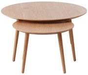 Măsuțe de cafea în culoare naturală 2 buc. rotunde cu aspect de lemn de stejar ø 88 cm Adda – Unique Furniture