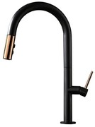 Baterie bucatarie Apollo negru mat/rose gold – H 42 cm