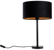 Lampă de masă neagră cu abajur oval din catifea neagră 35cm - Simplo