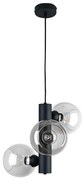 Lustră pe cablu TUBE 3xE27/60W/230V negru/transparent