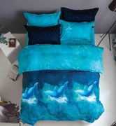 Lenjerie Pat Dublu, 4 Piese, Bumbac Satinat Superior - Delfini