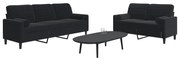 vidaXL Set de canapele cu perne/rulouri, 2 piese, negru, catifea