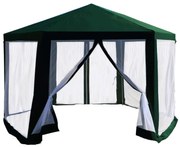 Pavilion cort pentru grădină, 3,9x2,5x3,9m, Verde / Alb, RINGE TIP 1 6 laturi