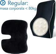 Set Perne Ortopedice lombara completa si Perna sezut Regular, Pentru Birou sau Autovehicule Mari, Negru