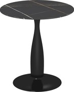 HOMCOM Masă rotundă, oțel vopsit în pulbere, MDF cu melamină, picioare antiderapante, 70 x 74 cm, Negru | Aosom Romania