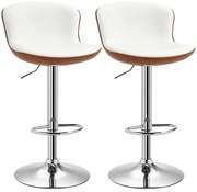 HOMCOM Set de 2 Taburet de Bar Design Contemporan Înălțime scaun reglabilă 64-85 cm rotativ 360° acoperire sintetică Crem Imitație Lemn | Aosom Romania