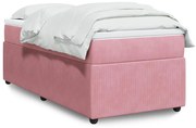 vidaXL Pat box spring cu saltea, roz, 80x200 cm, catifea
