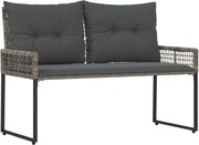 vidaXL Bancă de exterior Gri 118 x 55 x 82 cm Ratan PE și țesătură