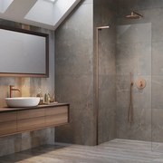 Paravan de dus tip Walk-in Radaway Modo SL II cupru periat-transparent 80 cm sticla securizata 8 mm stanga