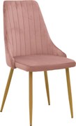 Scaun Bucatarie/Dining Azmer Catifea Roz, Picioare Metalice Finisaj Lemn