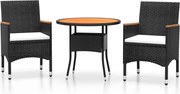 vidaXL Set mobilier de grădină, 3 piese, poliratan