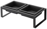 Set 2 boluri pentru animale de companie cu suport Yamazaki Tower, negru