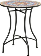 Outsunny Masa Rotunda Stil Bistro de 60 cm cu Mozaic pentru Gradina, Veranda, Exterior, Balcon, Gri | Aosom Romania