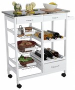 Carucior de servire, alb / marmura, SEMIR