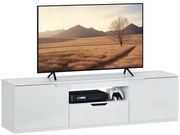 HOMCOM TV-Lowboard, lucios, pentru televizoare de până la 65 de inch, 3 făcuturi, sertar, 160 x 38 x 43 cm, Alb | Aosom Romania