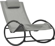 vidaXL Șezlong cu pernă, gri, oțel și textilenă