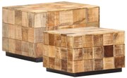 vidaXL Măsuțe de cafea, 2 buc., design bloc, lemn brut de mango