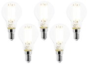 Set de 5 becuri LED E14 P45 transparente 2.2W 470lm 2700K