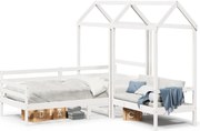 vidaXL Set pat de zi/bancă cu acoperiș alb 80x200 cm lemn masiv de pin