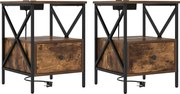 vidaXL Dulap de noapte 2 pcs Stejar fumuriu 41,5 x 40,5 x 55 cm