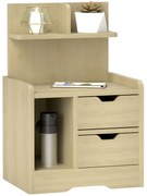 HOMCOM Noptieră cu 2 sertare, raft deschis, 40x30x60 cm, decor din lemn | Aosom Romania