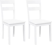 vidaXL Scaune de sufragerie 2 buc Cauciuc din lemn masiv alb