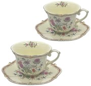 Serviciu Portelan Vintage 2 Cesti si farfurii, FLOWERS SPRING
