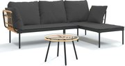 vidaXL Set mobilier de grădină cu perne gri închis, 3 piese, poliratan