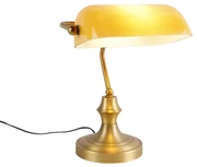 Lampă clasică de notar bronz cu sticlă chihlimbar - Banker