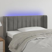 vidaXL Tăblie de pat cu LED, gri deschis, 103x16x78/88 cm, catifea