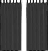 vidaXL Perdele din voile cu tablă 2 buc Negru