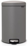 Cos de gunoi cu pedala Brabantia NewIcon 1001091, 20 L, Inchidere lina, Baza antiderapanta, Acoperit cu minerale, Gri