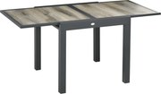 Outsunny Masă de Grădină Extensibilă 80/160x80x75 cm, Masă de Dining pentru 6 Persoane Dreptunghiulară din Aluminiu cu Blat din Plastic, pentru Terasă, Balcon și Exterior, Bej | Aosom Romania