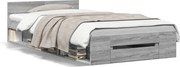 vidaXL Cadru de pat cu sertar gri sonoma 75x190 cm lemn prelucrat