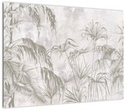 Tablou - Plante tropicale pe perete gri (70x50 cm)