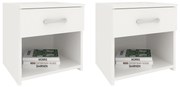 Set 2 Noptiere Remi, 1 Sertar, Alb, 40 x 35 x 40 cm