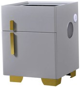 Noptiera inteligenta multifunctionala, iluminare LED tactil cu 3 culori, incarcare wireless si USB, difuzor Bluetooth, 2 sertare, Gri Deschis