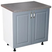 Masca pentru chiuveta cu 2 usi 80 cm Zebra, Alb/MDF Gri cu blat Beton, 80 x 85 x 60 cm