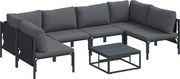 vidaXL Set de canapele pentru grădină cu pernă 7 pcs Negru Oțel