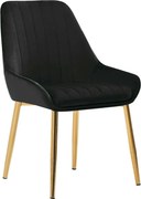 Scaun PERLIA, negru/auriu, stofa catifelata/metal, 56x62x89 cm