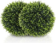 HOMCOM Set de 2 Plante Artificiale Sferice de Cedru, Plante Fictive Anti-UV, Ø45 cm, Verde | Aosom Romania