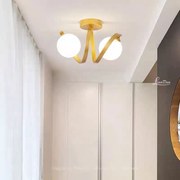 Lustra cu Sticlă 336-2 GD – Design Elegant, cu 2 Socluri E27