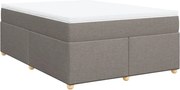 vidaXL Pat box spring cu saltea, gri taupe, 160x200 cm material textil