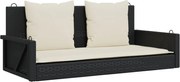 vidaXL Balansoar cu perne, negru, 119x56x48 cm, poliratan