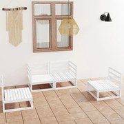 vidaXL Set mobilier de grădină, 4 piese, alb, lemn masiv de pin