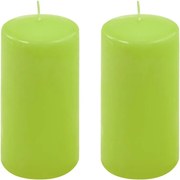 Set de lumânări în formă de pilon, 15 cm, Ø 7,5 cm, verde de