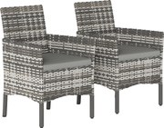 Outsunny Set de 2 Scaune de Grădină din Ratan, Scaune de Exterior cu Perne, Cotiere și Spătar Înalt, Cadru din Oțel pentru Verandă, Balcon, Lângă Piscină și Grădină, Gri | Aosom Romania