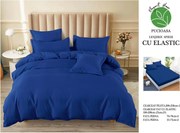 Lenjerie pat dublu, cu elastic, 6 piese - Uni Bleumarin