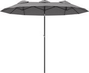 Outsunny Umbrelă de Grădină Dublă Înclinabilă la 45° cu Manivelă si 3 Orificii de Ventilație, 295x152x222 cm, Gri | Aosom Romania